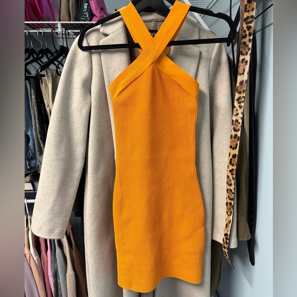 Babaton Vibrant Orange Bandage Dress